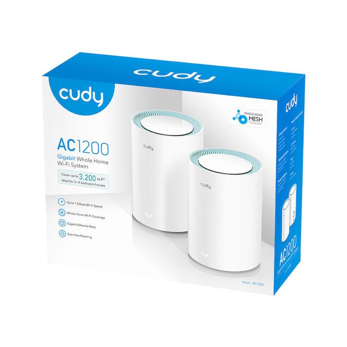 Cudy M1300 v2 WiFi Mesh Network Access Point Wi‑Fi 5 Dual Band (2.4 & 5GHz) σε Διπλό Kit