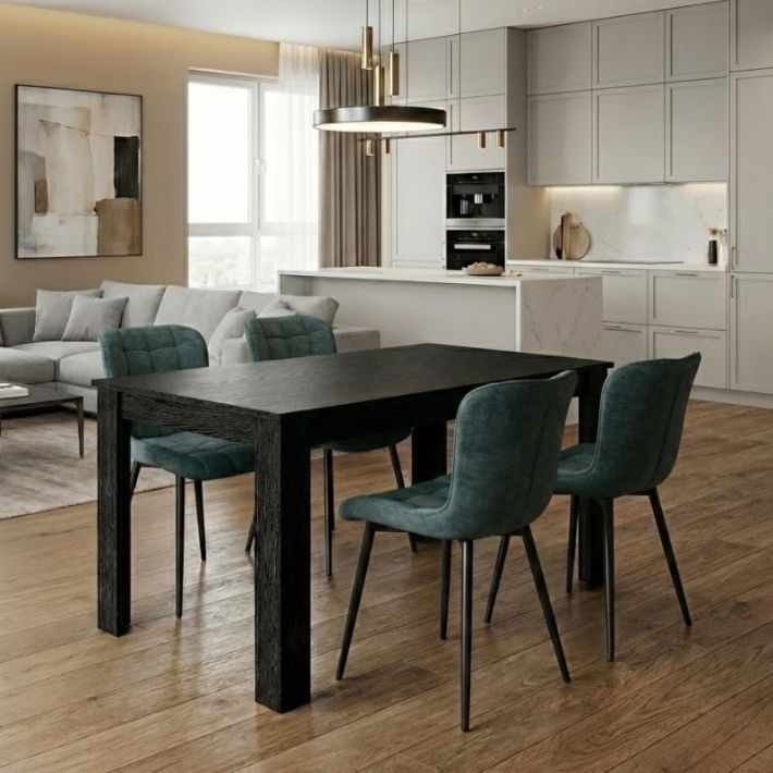 Σετ τραπεζαρία 5τμχ Darlen - Chiara Megapap χρώμα sencron black - πράσινο 125x72x74εκ.