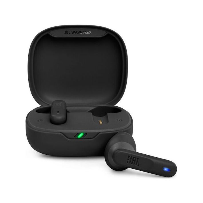 JBL Wave Flex Earbud Bluetooth Handsfree Ακουστικά με Αντοχή στον Ιδρώτα και Θήκη Φόρτισης Μαύρα