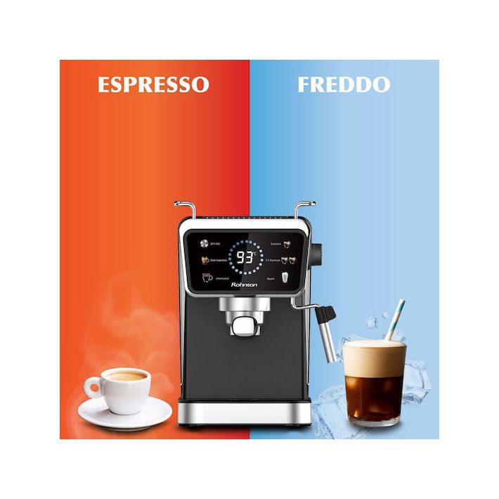 Rohnson Hot & Cold Μηχανή Espresso 1350W Πίεσης 20bar Μαύρη R-98015