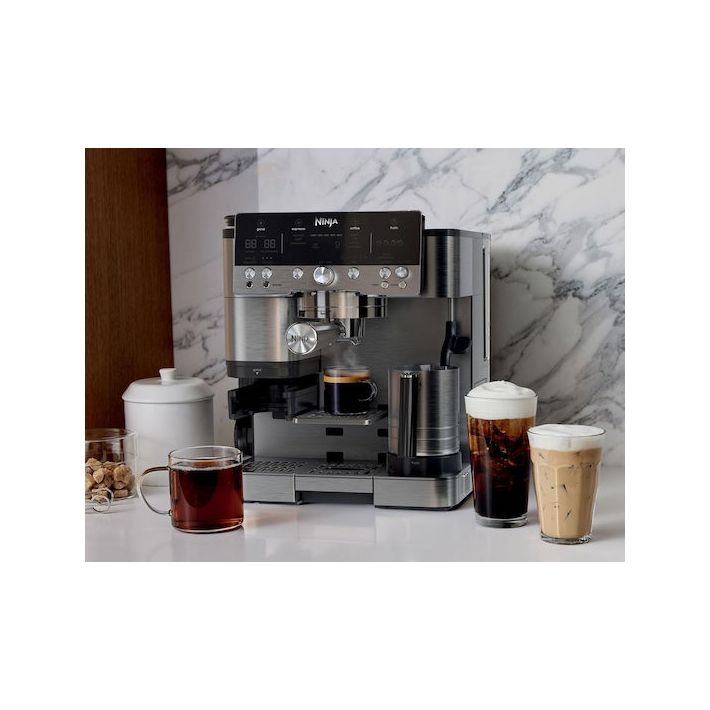 Ninja Luxe Cafe Premier Αυτόματη Μηχανή Espresso 1650W Πίεσης 15bar για Cappuccino με Μύλο Άλεσης Ασημί ES601EU