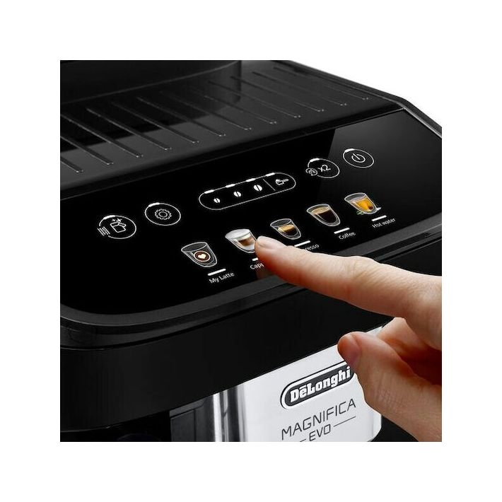 De'Longhi Magnifica Evo Αυτόματη Μηχανή Espresso 1450W Πίεσης 15bar για Cappuccino με Μύλο Άλεσης Μαύρη ECAM290.61.B