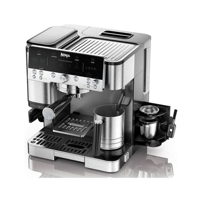 Ninja Luxe Cafe Premier Αυτόματη Μηχανή Espresso 1650W Πίεσης 15bar για Cappuccino με Μύλο Άλεσης Ασημί ES601EU