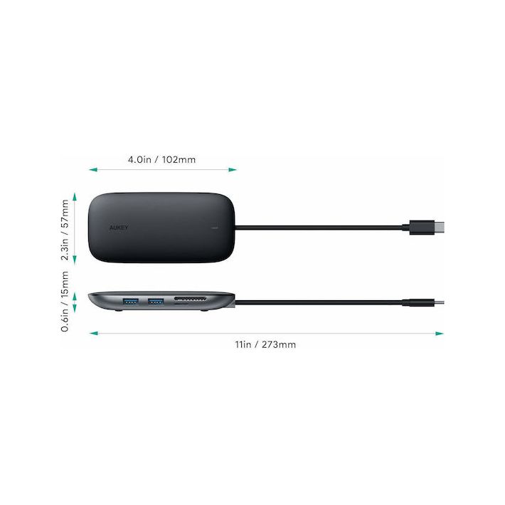 Aukey Unity C71 USB-C Docking Station με HDMI 4K PD Ethernet Μαύρο