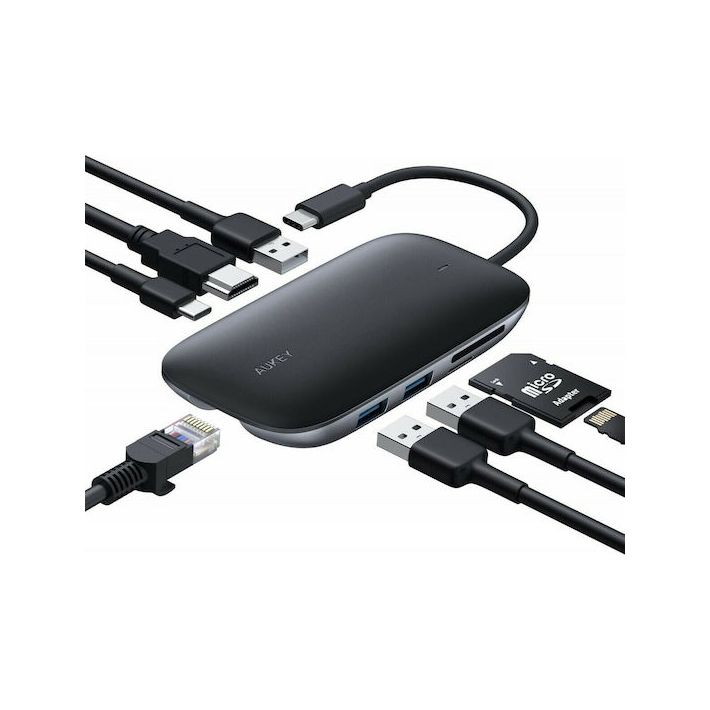 Aukey Unity C71 USB-C Docking Station με HDMI 4K PD Ethernet Μαύρο