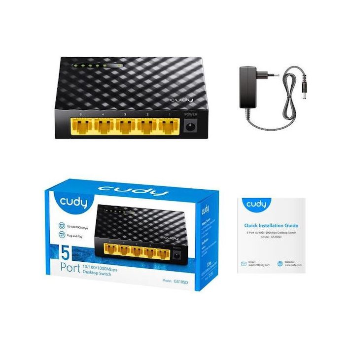 Cudy GS105D v4 Unmanaged Switch με 5 Θύρες Gigabit (1Gbps) Ethernet