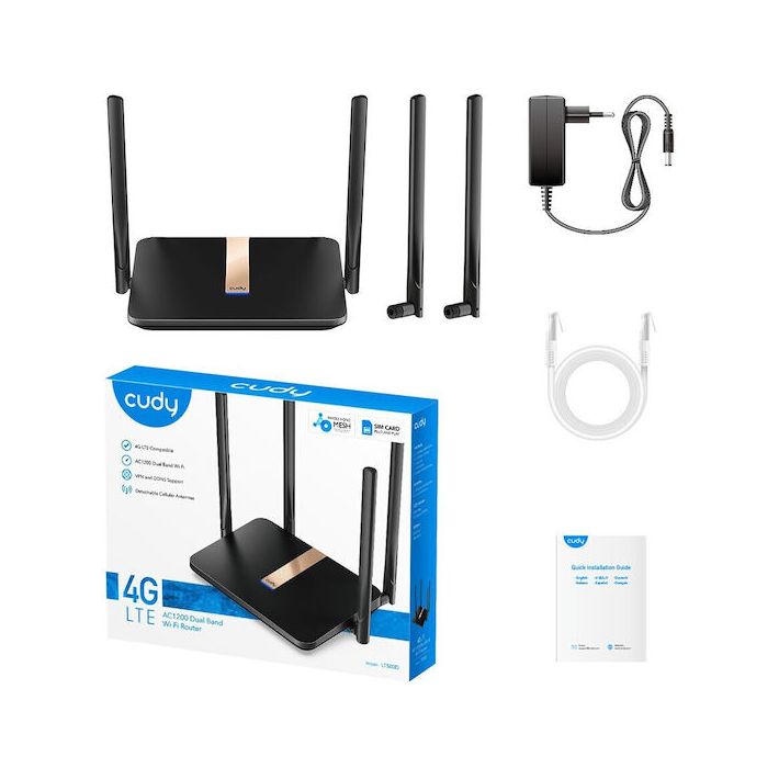 Cudy LT500D v2 Ασύρματο 4G Router Wi‑Fi 5 με 4 Θύρες
