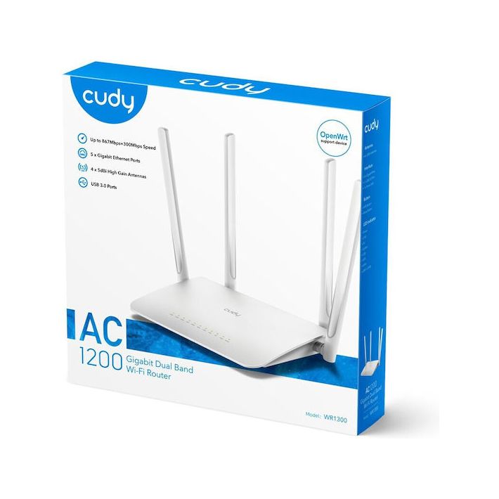 Cudy WR1300 v1 Ασύρματο Router Wi‑Fi 5 με 5 Θύρες Gigabit