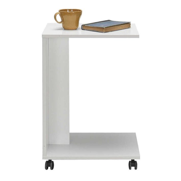 Τραπεζάκι βοηθητικό C-Shaped Megapap χρώμα λευκό gloss 35x45x65εκ.