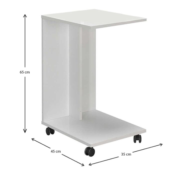 Τραπεζάκι βοηθητικό C-Shaped Megapap χρώμα λευκό gloss 35x45x65εκ.