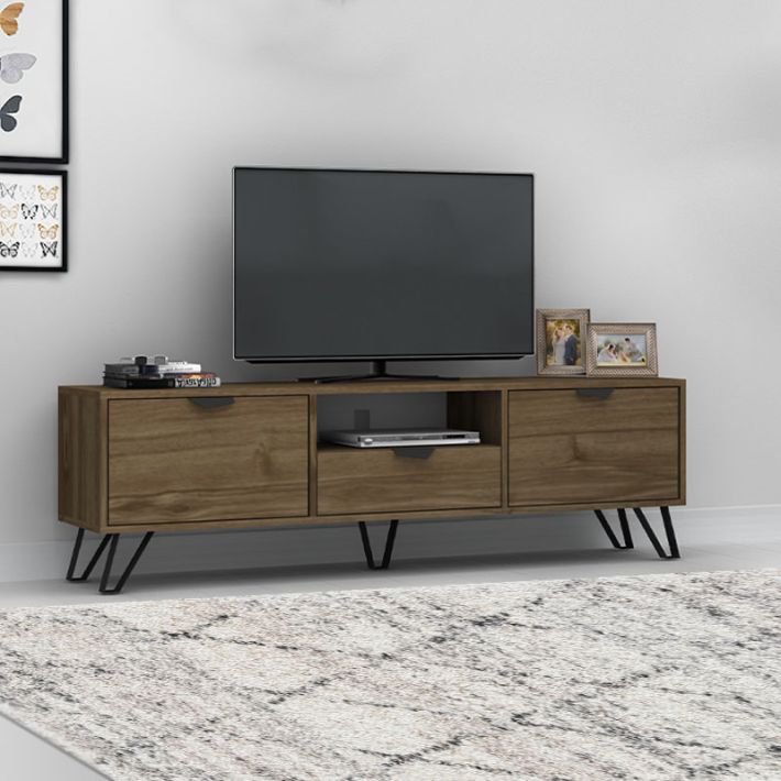 Έπιπλο τηλεόρασης Jasmine Megapap χρώμα καρυδί 170x35x50εκ.