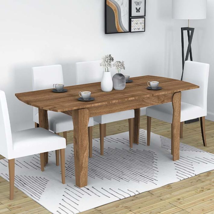 Τραπέζι Marlon Megapap επεκτεινόμενο χρώμα καρυδί 140+40x80x76εκ.