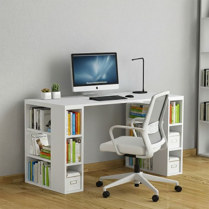 Γραφείο εργασίας Colmar Megapap χρώμα λευκό 140x60x75εκ