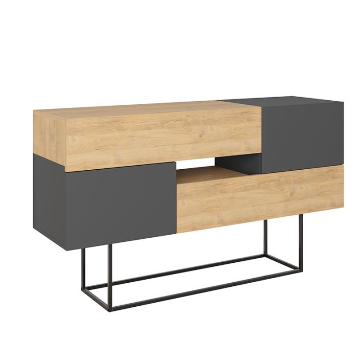 Μπουφές Eros Megapap sapphire oak - ανθρακί 145x40x82εκ.