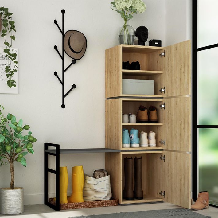 Έπιπλο εισόδου με κρεμάστρα Mello Megapap χρώμα sapphire oak 109x39x149εκ.