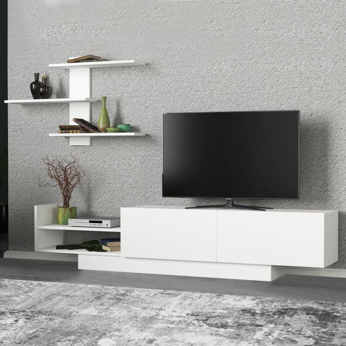 Σύνθεση τηλεόρασης Egemen Megapap χρώμα λευκό 180x32x40εκ.