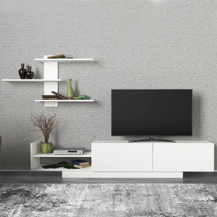 Σύνθεση τηλεόρασης Egemen Megapap χρώμα λευκό 180x32x40εκ.
