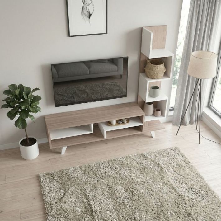 Έπιπλο τηλεόρασης Granada Megapap χρώμα λευκό - cordoba 149,5x29,5x120εκ.