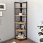Γωνιακή Βιβλιοθήκη Kelsie Μαύρο / Pine Oak 33x33x162εκ. GP041-0041,1