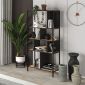Βιβλιοθήκη Midi Megapap χρώμα sapphire oak - silky black 88x35x175εκ.