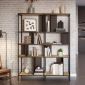 Βιβλιοθήκη Maxi Megapap χρώμα sapphire oak - silky black 144x35x175εκ.