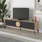 Έπιπλο τηλεόρασης Gora Megapap χρώμα sapphire oak - silky black 180x35,6x51εκ.