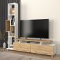 Σύνθεση τηλεόρασης Tulip Megapap χρώμα λευκό - sepet oak 160x29,5x160εκ.