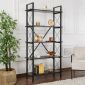 Βιβλιοθήκη Elysian Megapap χρώμα black wood 90x33,5x180εκ.