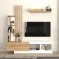 Σύνθεση τηλεόρασης Vermont Megapap χρώμα λευκό - sepet oak 180x40x193,8εκ.