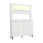 Έπιπλο κουζίνας με LED Melinta 4 Megapap χρώμα λευκό 120x40x181,8εκ.