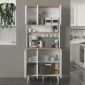 Έπιπλο κουζίνας Potter 3 Megapap χρώμα λευκό - rota oak 90x40x196,1εκ.
