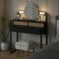 Τουαλέτα με καθρέπτη Lora Megapap με LED χρώμα μαύρο - sapphire oak 96x40x133,4εκ.