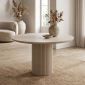 Τραπέζι Hazar Megapap Mdf χρώμα travertine - sandstone Ø119,5x76εκ.